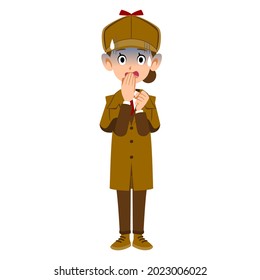 The whole body of a pale female detective