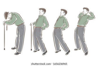 Whole body vector illustration of grandfather