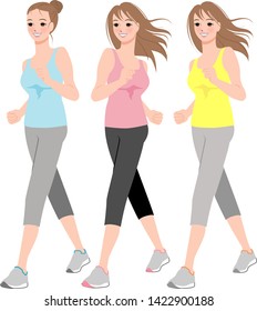 Whole body of young woman walking