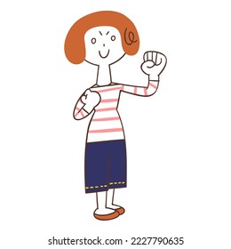 Whole body of a young woman who is enthusiastic