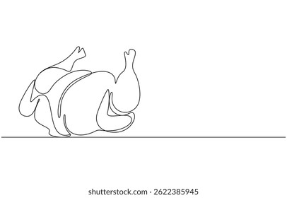 Pollo hervido entero dibujo continuo de una línea, Pollo hervido entero – Ilustración de arte de línea minimalista,