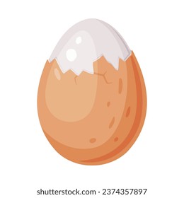 Whole Boiled Egg with Brown Shell Vector Illustration