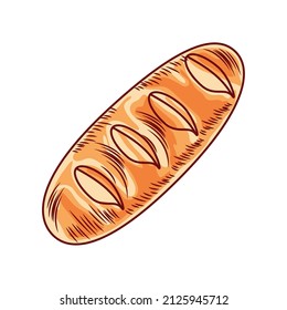 whole bread icon flat isolated