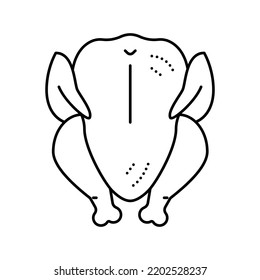 whole broiler chicken line icon vector. whole broiler chicken sign. isolated contour symbol black illustration