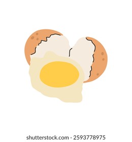 Whole and broken egg. Broken egg shell with yolk.