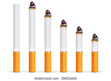 Whole and burning cigarette. Vector Illustration on white background.