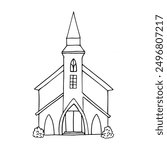 whole chapel building full face - hand drawn doodle