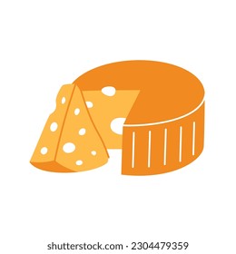 Whole cheese block icon. Cheese products silhouette. Vector illustration.