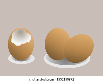 Whole chicken eggs and egg shell
