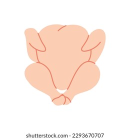 Whole chicken meat icon. Fresh chicken meat silhouette. Vector illustration.