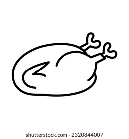 Whole chicken meat icon. Whole roast chicken isolated on white background. Vector Illustration.