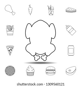 Whole chicken, turkey icon. Simple thin line, outline vector element of Fast food icons set for UI and UX, website or mobile application