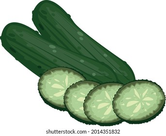 
Whole and chopped gherkins in vector isolated without background