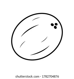 Whole coconut. Cartoon vector icon isolated on white background. Series of food and drink and ingredients for cooking.