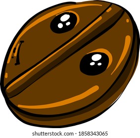 Whole coffee bean, illustration, vector on white background