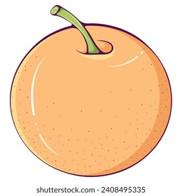 Whole colored yellow round apple. Ripe sweet summer fruit. Vector illustration in cartoon style isolated on white. Natural and healthy food