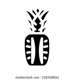 whole cut pineapple glyph icon vector. whole cut pineapple sign. isolated symbol illustration