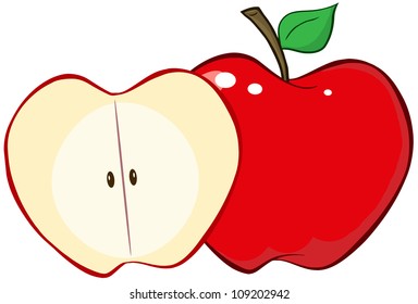 Whole And Cut Red Apple