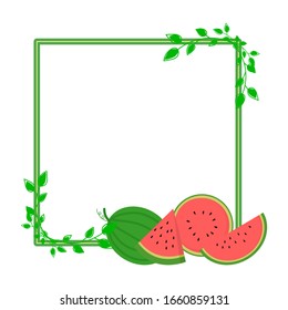 whole and cut  watermelon background with leaves.