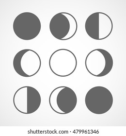 Whole Cycle Of Moon Phases Line Icon On White Background