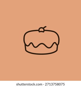 Ganzer Dessertkuchen mit Kirschoberflächen-Umriss-Symbol minimalistisch