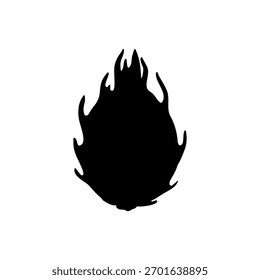 Ganze Drachenfrucht Silhouette Vektor flache Illustration Design.