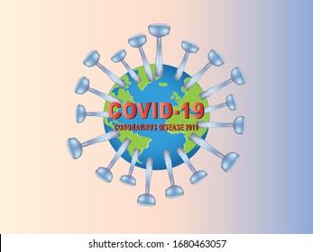 The whole earth covered by pandemic corona virus, covid-19, concept design, vector illustration