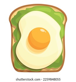 Whole egg avocado toast icon cartoon vector. Vegetarian bread. Food lunch
