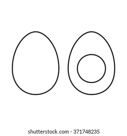 Whole egg and half of egg. Line vector illustration.