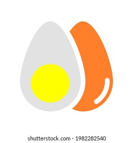 Huevo entero y mitad de huevo. Ilustración vectorial. icono de huevo