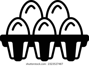 Whole Egg Tray concept, A filled egg carton of 5 vector icon design, artisan baker symbol, Cuisine Maestro sign, food connoisseur stock illustration