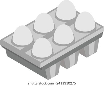 Whole Egg Tray isometric concept, A filled egg carton of 5 vector icon design, Bakery and Baker symbol food preparation and Kitchen Utensils sign, Recipe development stock illustration