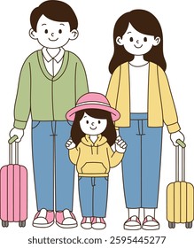 The whole family is taking a picture together. minimal line art vector illustration.