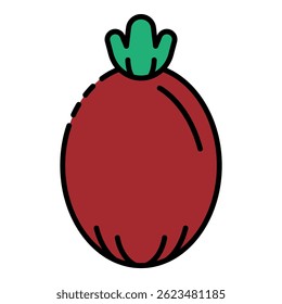 Whole feijoa icon. Outline whole feijoa vector icon color flat isolated