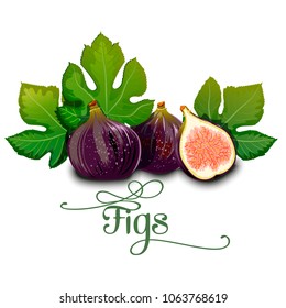 Whole figs with slice and leaf