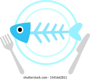 Whole fish bone on a dish