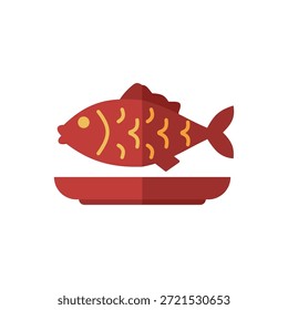 Ícone de prato de peixe inteiro simbolizando abundância e superávit nas celebrações do Ano Novo chinês.