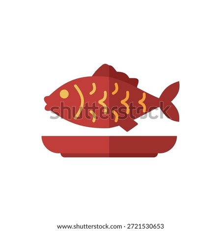 Whole fish dish icon symbolizing abundance and surplus in Chinese New Year celebrations.