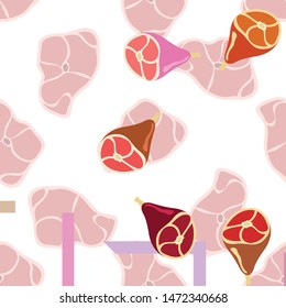 Whole foot, fresh meat. Image for farm shop concept. Vector background.