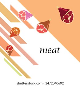 Whole foot, fresh meat. Image for farm shop concept. Vector background.