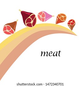 Whole foot, fresh meat. Image for farm shop concept. Vector background.