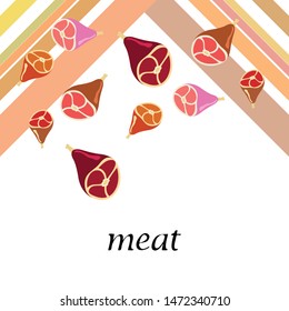 Whole foot, fresh meat. Image for farm shop concept. Vector background.