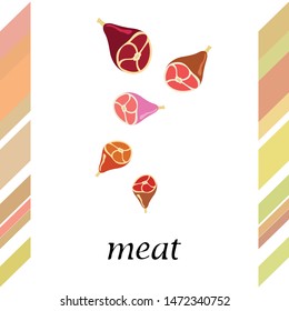 Whole foot, fresh meat. Image for farm shop concept. Vector background.