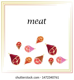 Whole foot, fresh meat. Image for farm shop concept. Vector background.