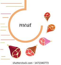 Whole foot, fresh meat. Image for farm shop concept. Vector background.