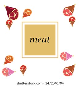 Whole foot, fresh meat. Image for farm shop concept. Vector background.