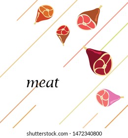 Whole foot, fresh meat. Image for farm shop concept. Vector background.