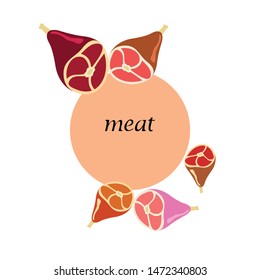 Whole foot, fresh meat. Image for farm shop concept. Vector background.