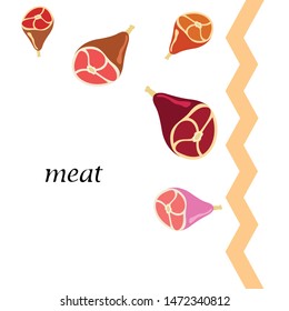 Whole foot, fresh meat. Image for farm shop concept. Vector background.