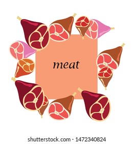 Whole foot, fresh meat. Image for farm shop concept. Vector background.